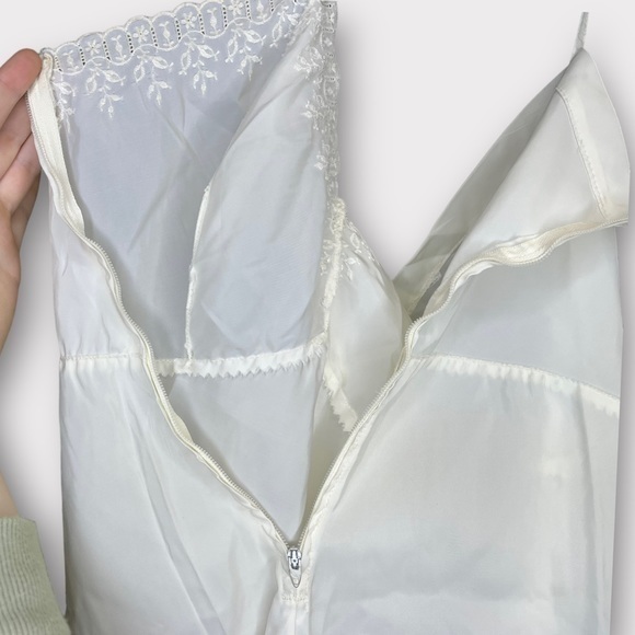 Vintage 50s 60s Ivory‎ White Slip Dress Embroidered Floral Lace Unbranded - Picture 4 of 7